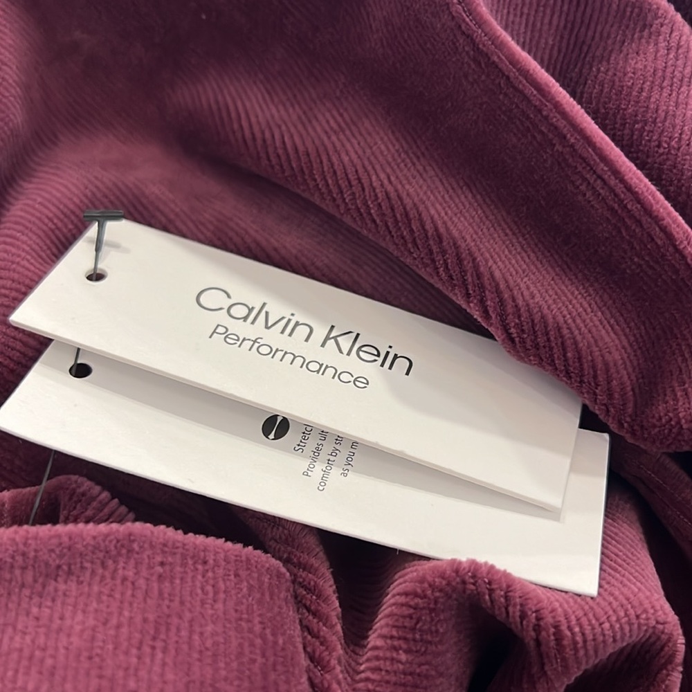 Calvin Klein Velour Pullover Hoodie NWT Burgundy Merlot Logo NWT Size S - Picture 5 of 5